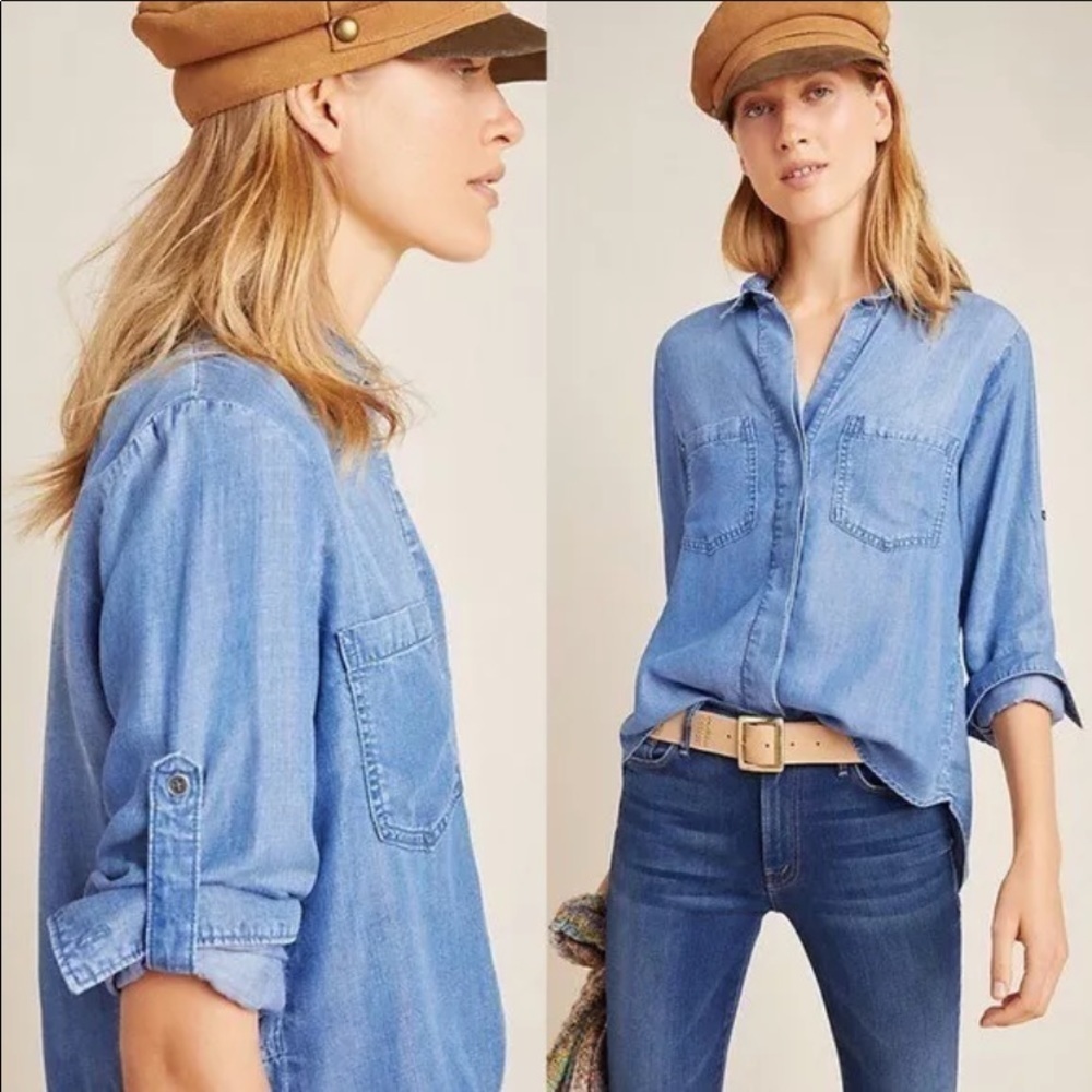 Cloth and Stone Anthology Sz XS Button Shirt split back metal‎ buttons